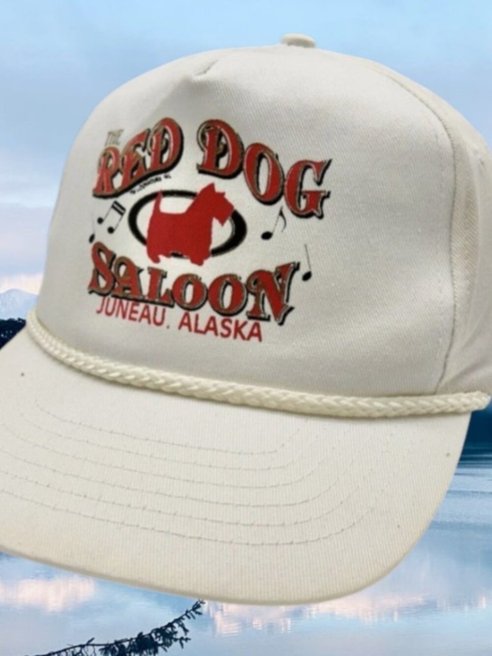 Vintage Red Dog Saloon Bar Cap Rope Hat Juneau Alaska Souvenir